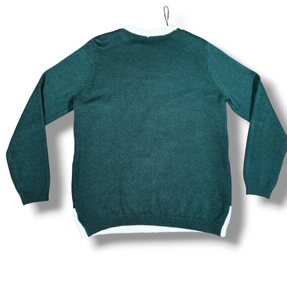 Poof NY Santa Ugly Christmas Sweater Women’s Size Large L Green Holiday Pullover - Picture 2 of 6